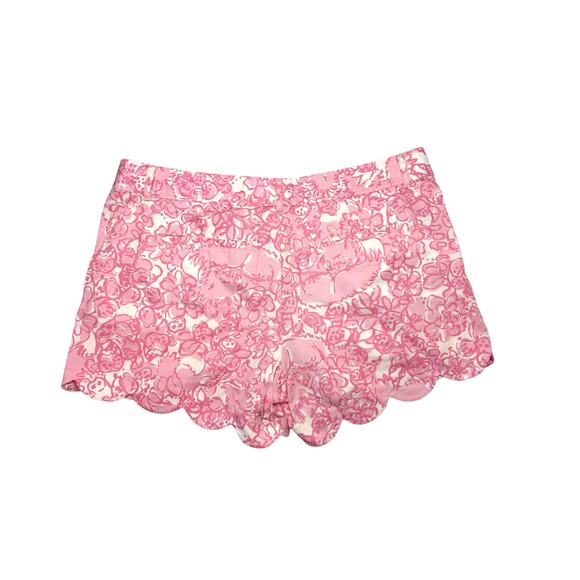 Lilly‎ Pulitzer Buttercup Shorts She's a Fox Pink 12 Scalloped Cottage Chic - Picture 9 of 11